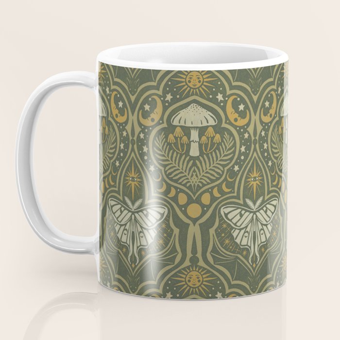 Celestial Forest Damask - fern green Coffee Mug Gallery Image 3