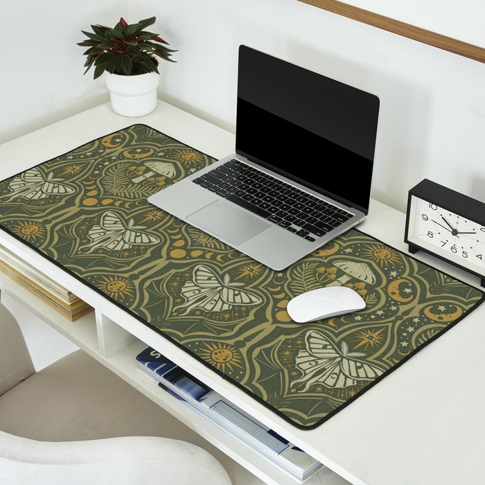 Celestial Forest Damask - fern green Desk Mat Gallery Image 2