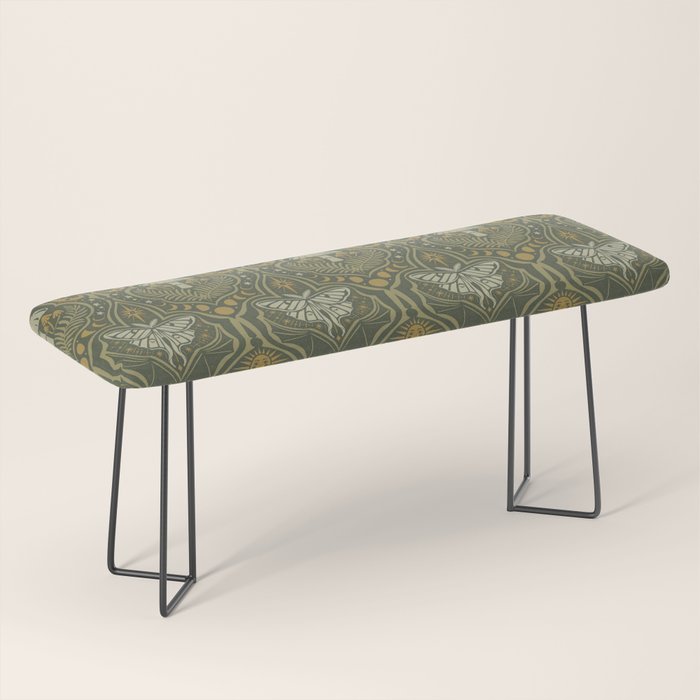 Celestial Forest Damask - fern green Bench Gallery Image 1