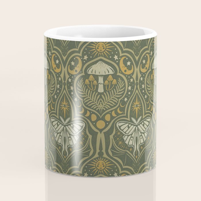 Celestial Forest Damask - fern green Coffee Mug Gallery Image 4