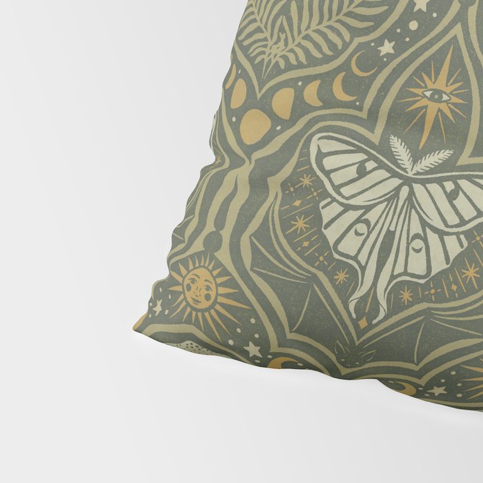 Celestial Forest Damask - fern green Pillow Sham Gallery Image 4