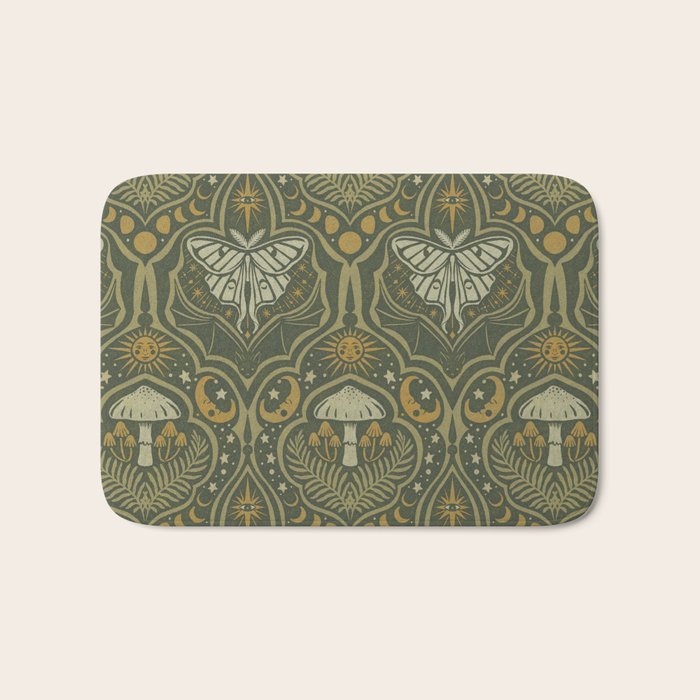 Celestial Forest Damask - fern green Bath Mat Gallery Image 1