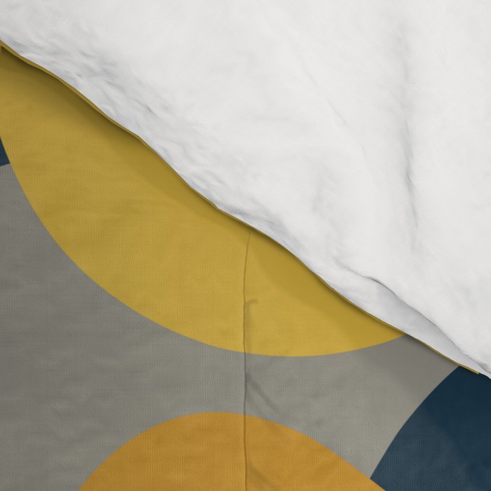 Modern Abstract Codium Pattern Mustard Navy Blue Gray Comforter Gallery Image 4