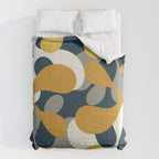 Modern Abstract Codium Pattern Mustard Navy Blue Gray Comforter Gallery Image 6