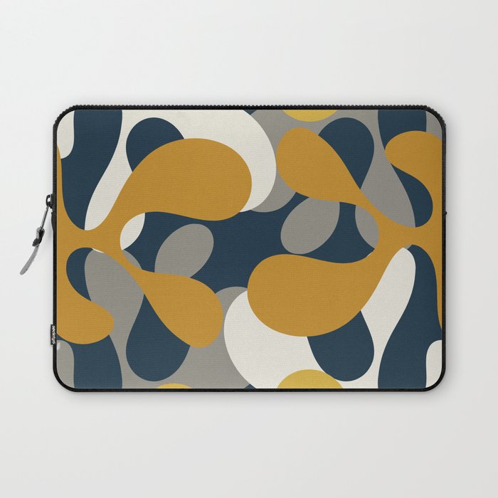 Modern Abstract Codium Pattern Mustard Navy Blue Gray Laptop Sleeve Gallery Image 1