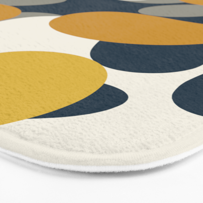 Modern Abstract Codium Pattern Mustard Navy Blue Gray Bath Mat Gallery Image 3