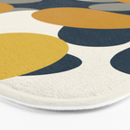 Modern Abstract Codium Pattern Mustard Navy Blue Gray Bath Mat Gallery Image 3