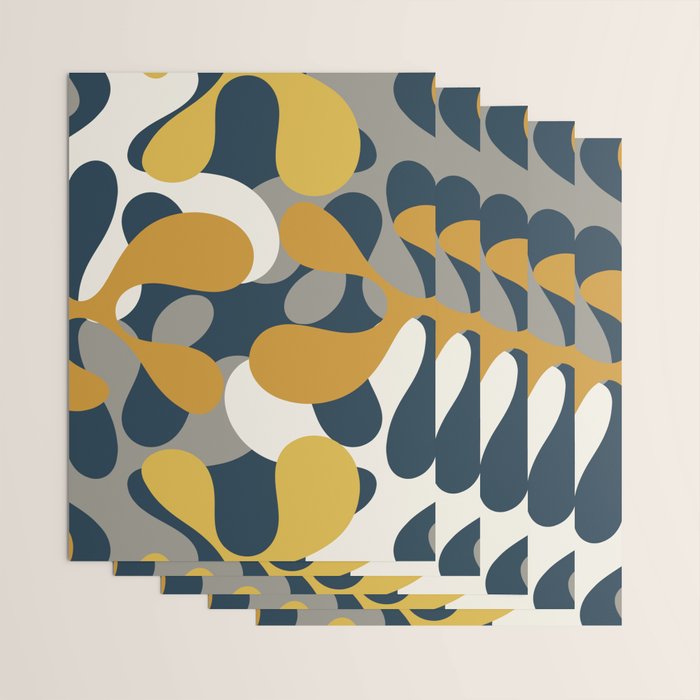 Modern Abstract Codium Pattern Mustard Navy Blue Gray Wrapping Paper Gallery Image 3