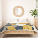 Modern Abstract Codium Pattern Mustard Navy Blue Gray Duvet Cover Gallery Image 3