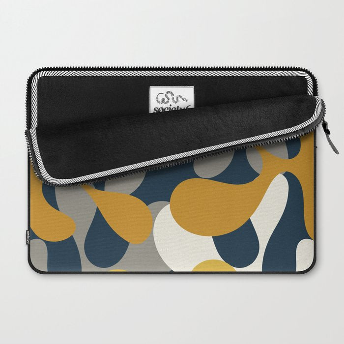Modern Abstract Codium Pattern Mustard Navy Blue Gray Laptop Sleeve Gallery Image 2