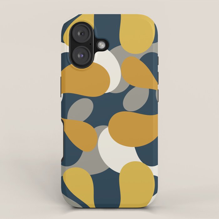 Modern Abstract Codium Pattern Mustard Navy Blue Gray iPhone Case Gallery Image 1