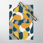 Modern Abstract Codium Pattern Mustard Navy Blue Gray Wrapping Paper Gallery Image 1