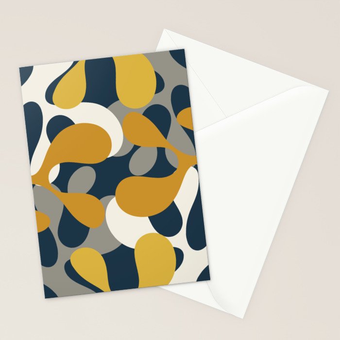 Modern Abstract Codium Pattern Mustard Navy Blue Gray Stationery Card Gallery Image 2