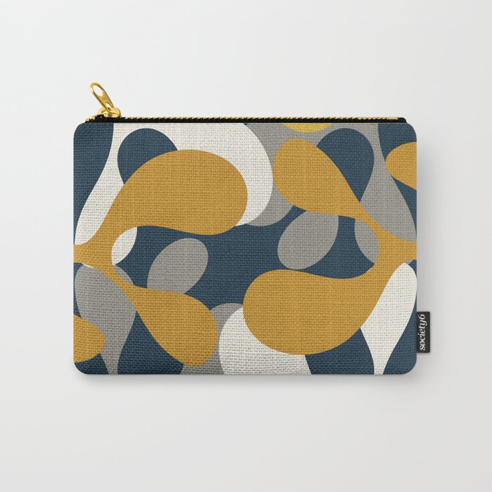 Modern Abstract Codium Pattern Mustard Navy Blue Gray Carry All Pouch Gallery Image 1
