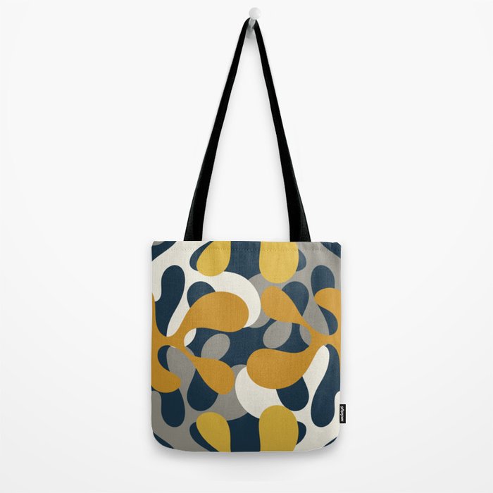 Modern Abstract Codium Pattern Mustard Navy Blue Gray Tote Bag Gallery Image 2