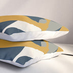 Modern Abstract Codium Pattern Mustard Navy Blue Gray Pillow Sham Gallery Image 3
