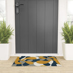 Modern Abstract Codium Pattern Mustard Navy Blue Gray Welcome Mat Gallery Image 3
