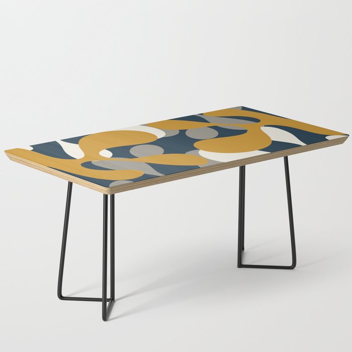 Modern Abstract Codium Pattern Mustard Navy Blue Gray Coffee Table Gallery Image 1