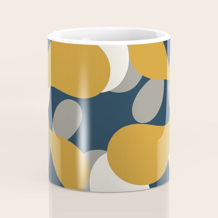 Modern Abstract Codium Pattern Mustard Navy Blue Gray Coffee Mug Gallery Image 4