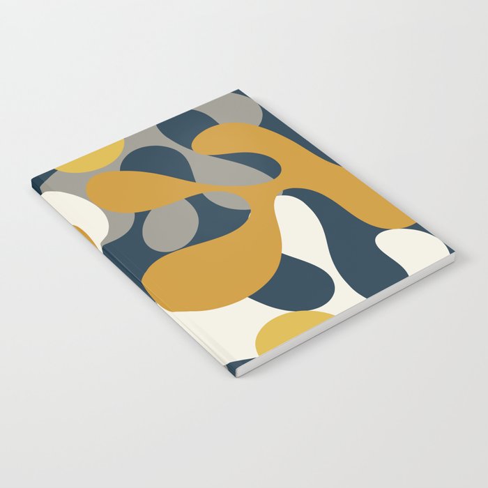 Modern Abstract Codium Pattern Mustard Navy Blue Gray Notebook Gallery Image 2