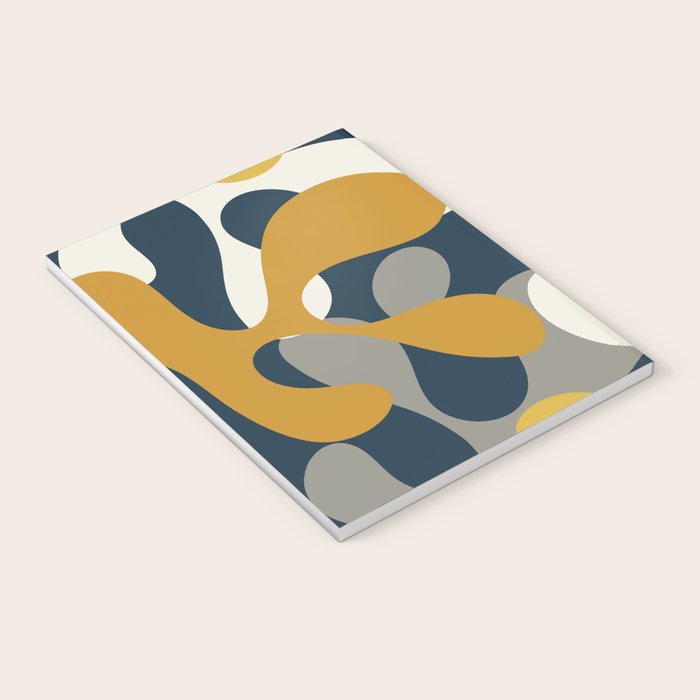 Modern Abstract Codium Pattern Mustard Navy Blue Gray Notebook Gallery Image 3