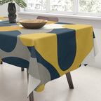 Modern Abstract Codium Pattern Mustard Navy Blue Gray Tablecloth Gallery Image 3