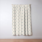 Midcentury Stars and Dots Light Blue Gray and Cream Pattern Window Curtain Gallery Image 3