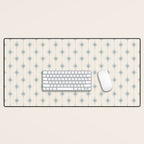 Midcentury Stars and Dots Light Blue Gray and Cream Pattern Desk Mat Gallery Image 1