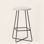 Midcentury Stars and Dots Light Blue Gray and Cream Pattern Stool Gallery Image 1