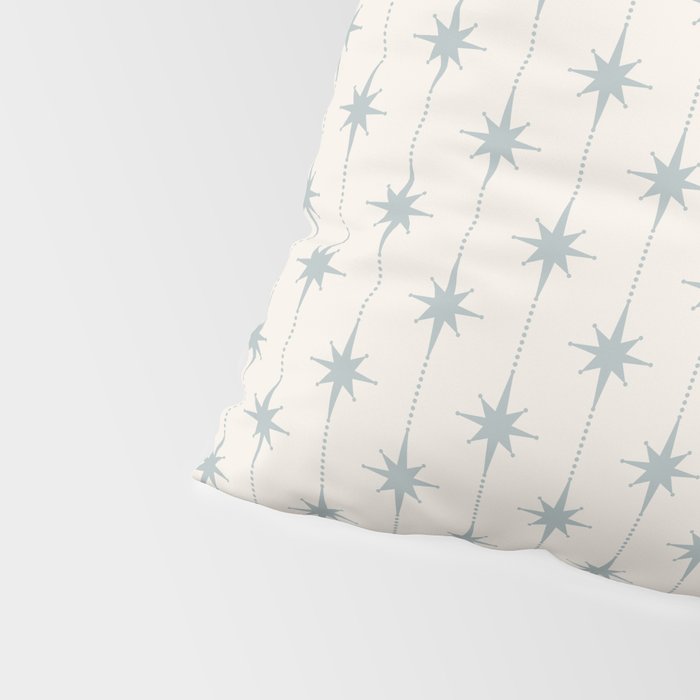 Midcentury Stars and Dots Light Blue Gray and Cream Pattern Pillow Sham Gallery Image 4
