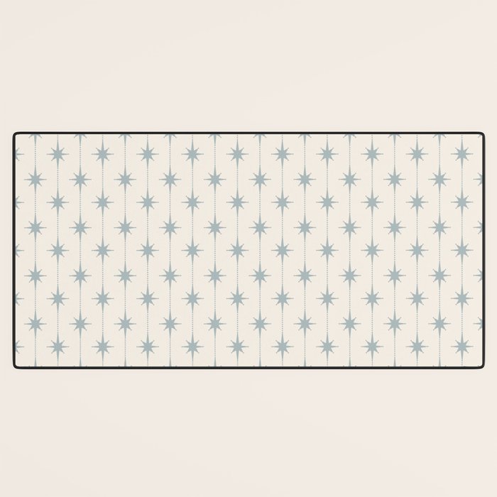 Midcentury Stars and Dots Light Blue Gray and Cream Pattern Desk Mat Gallery Image 3