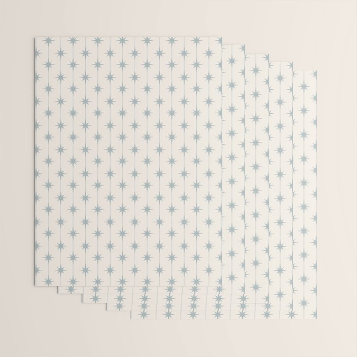 Midcentury Stars and Dots Light Blue Gray and Cream Pattern Wrapping Paper Gallery Image 3