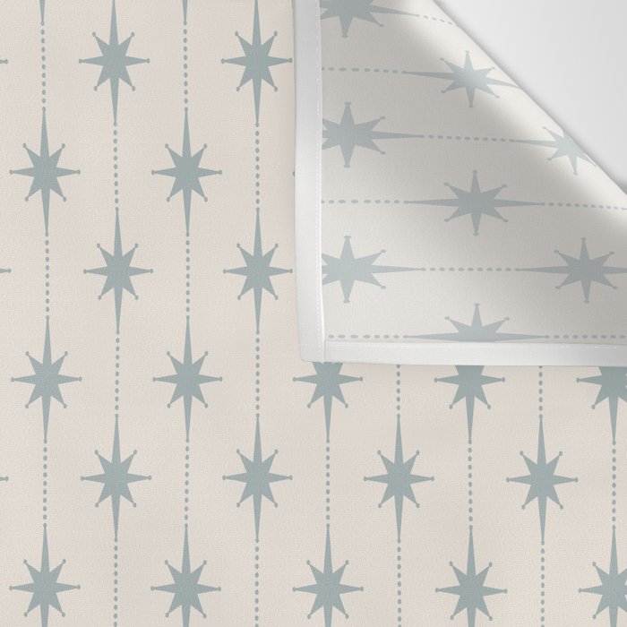 Midcentury Stars and Dots Light Blue Gray and Cream Pattern Wall Tapestry Gallery Image 3