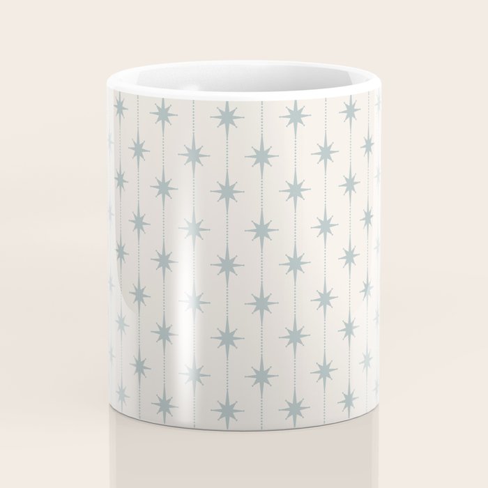 Midcentury Stars and Dots Light Blue Gray and Cream Pattern Coffee Mug Gallery Image 4