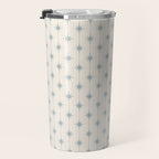 Midcentury Stars and Dots Light Blue Gray and Cream Pattern Travel Mug Gallery Image 3
