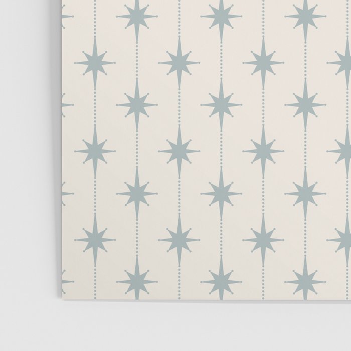 Midcentury Stars and Dots Light Blue Gray and Cream Pattern Poster Gallery Image 3