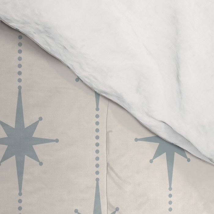 Midcentury Stars and Dots Light Blue Gray and Cream Pattern Comforter Gallery Image 4