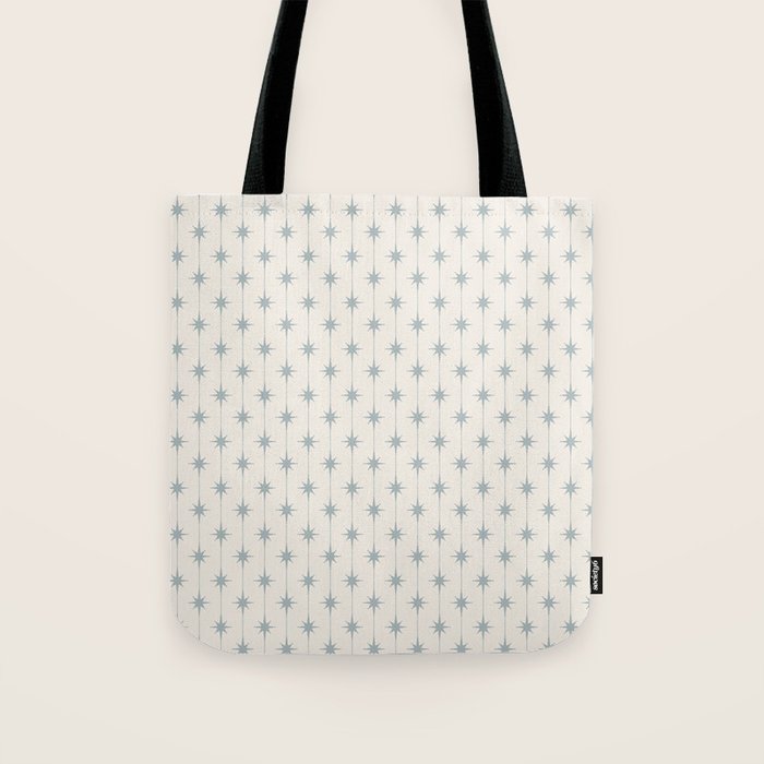 Midcentury Stars and Dots Light Blue Gray and Cream Pattern Tote Bag Gallery Image 1