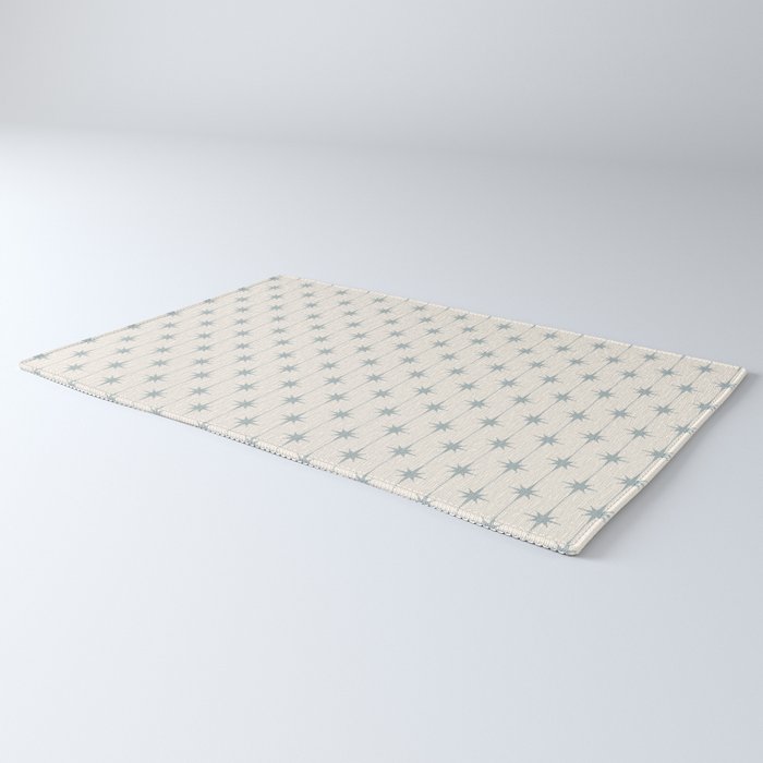 Midcentury Stars and Dots Light Blue Gray and Cream Pattern Rug Gallery Image 3