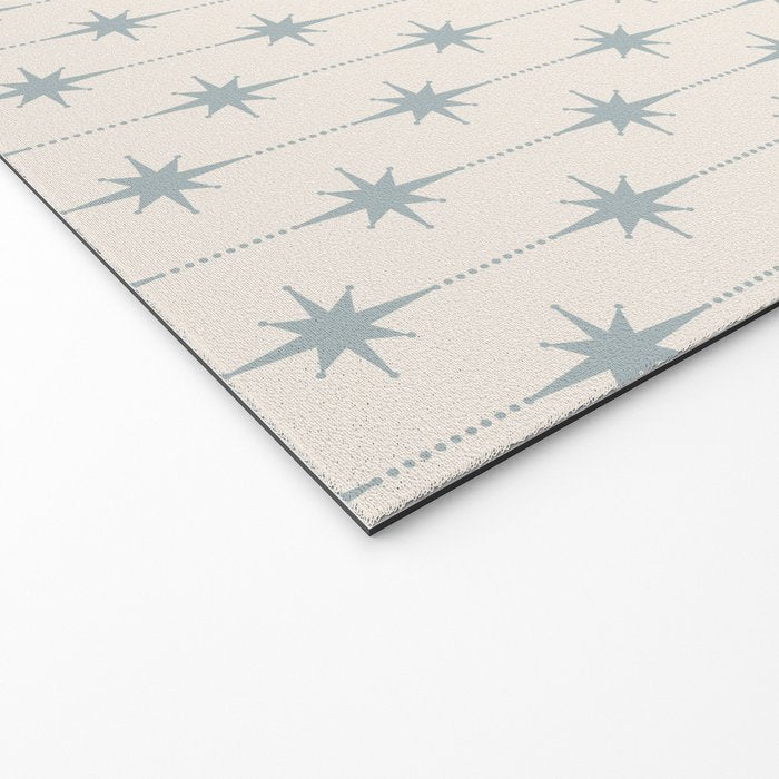Midcentury Stars and Dots Light Blue Gray and Cream Pattern Welcome Mat Gallery Image 2