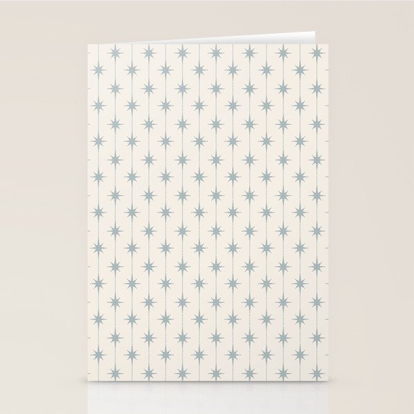 Midcentury Stars and Dots Light Blue Gray and Cream Pattern Stationery Card Gallery Image 2