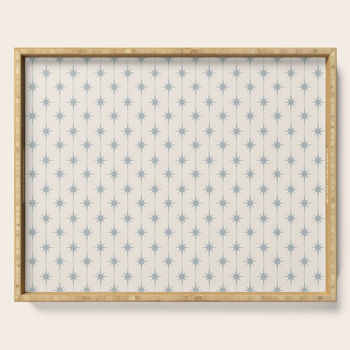 Midcentury Stars and Dots Light Blue Gray and Cream Pattern Serving Tray Gallery Image 1