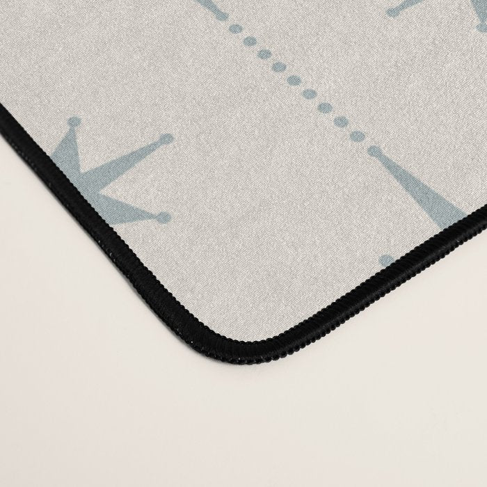 Midcentury Stars and Dots Light Blue Gray and Cream Pattern Desk Mat Gallery Image 4