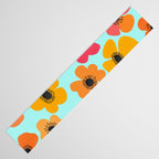 Midcentury Playful Botanical Bold Multicolor Retro Flowers Turquoise Table Runner Gallery Image 3