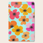 Midcentury Playful Botanical Bold Multicolor Retro Flowers Turquoise Cutting Board Gallery Image 1