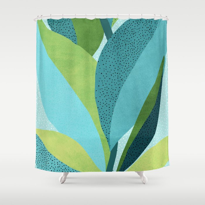 Coastal Abstract Botanical Shower Curtain Gallery Image 1