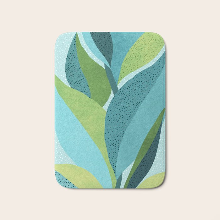 Coastal Abstract Botanical Bath Mat Gallery Image 1