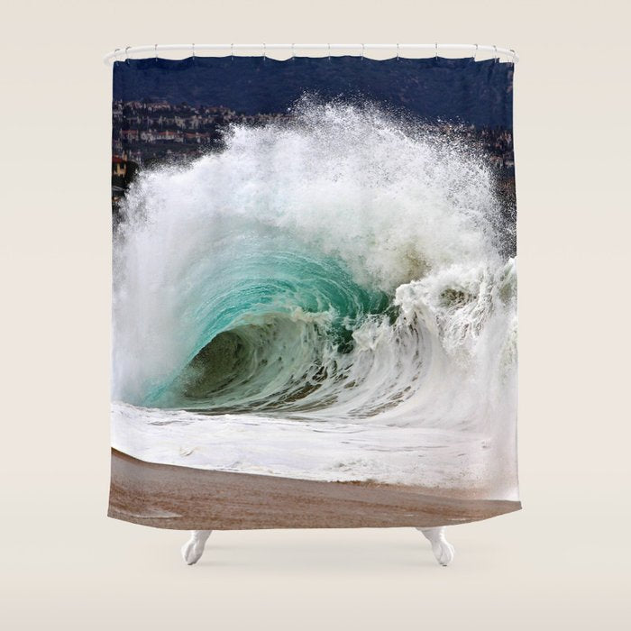 Pinwheel Shore-break Wave -  John Minar Photography  Shower Curtain Gallery Image 1