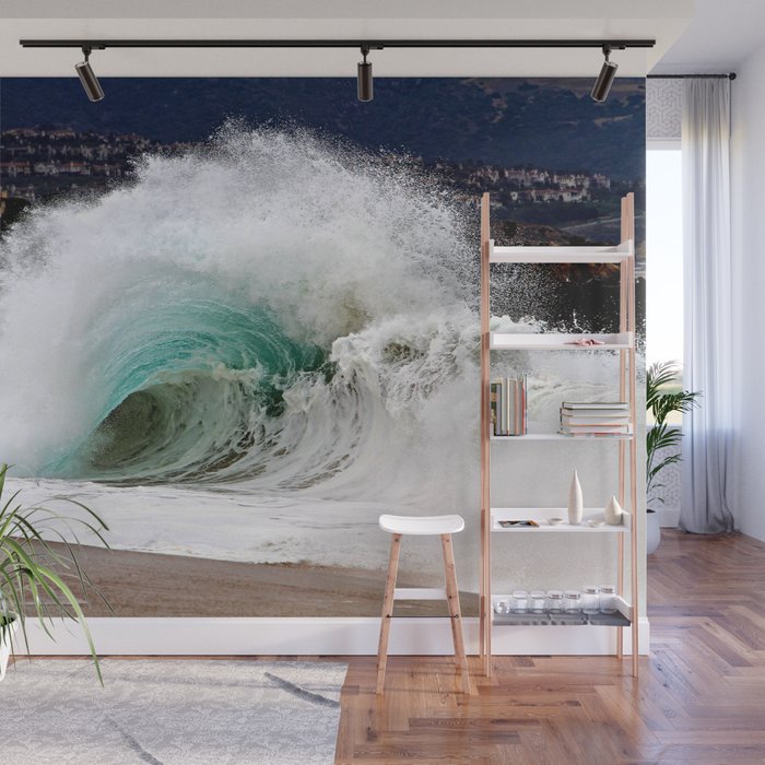 Pinwheel Shore-break Wave -  John Minar Photography  Wall Mural Gallery Image 1