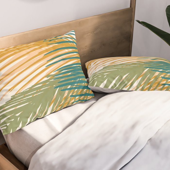 Golden Hour Palms Modern Botanical Pillow Sham Gallery Image 2